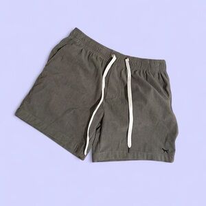 Simply Southern Olive Corduroy Drawstring Athletic Shorts with White Ties